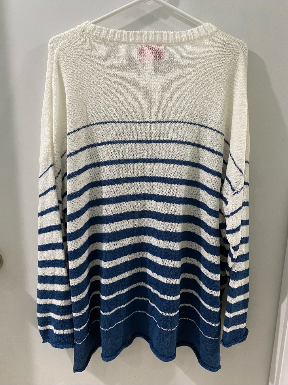 Simply Southern Striped Crewneck Sweater in White and Blue, size XXL - Picture 7 of 7